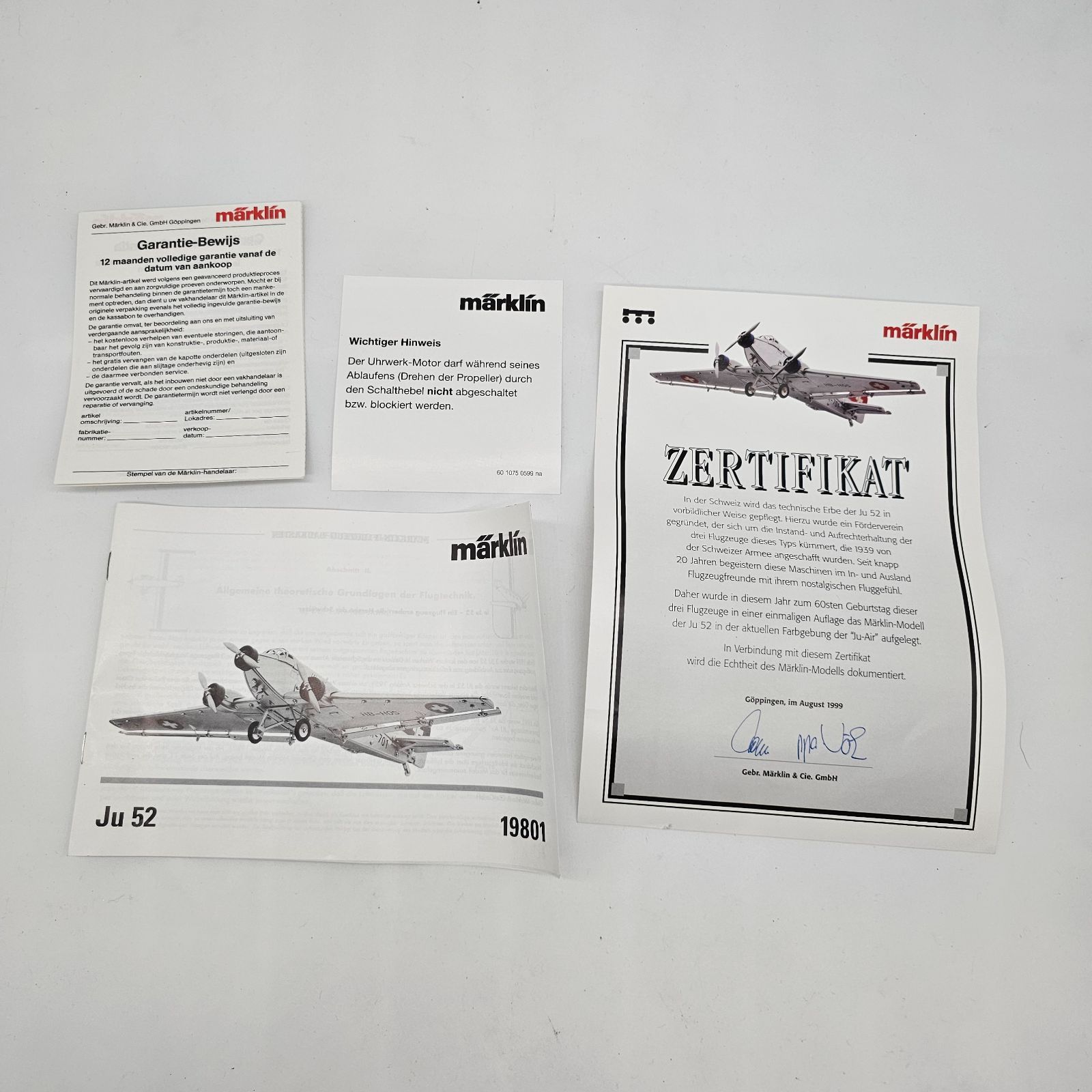 入手困難！メルクリン 19801 メタル製 ユンカース JU 52 航空機 入手