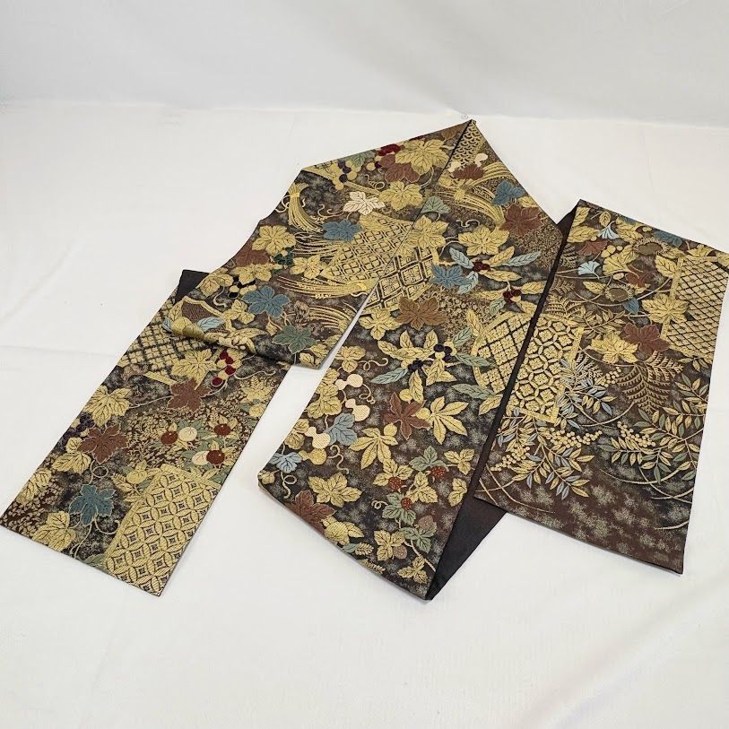 ゆりのはな 未使用品 袋帯 金華山織 全通全景帯 五穀豊穣 金華山織