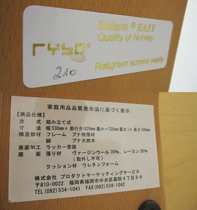 Rybo リボ社 バランスイージー チェア 姿勢矯正椅子 balans Easy