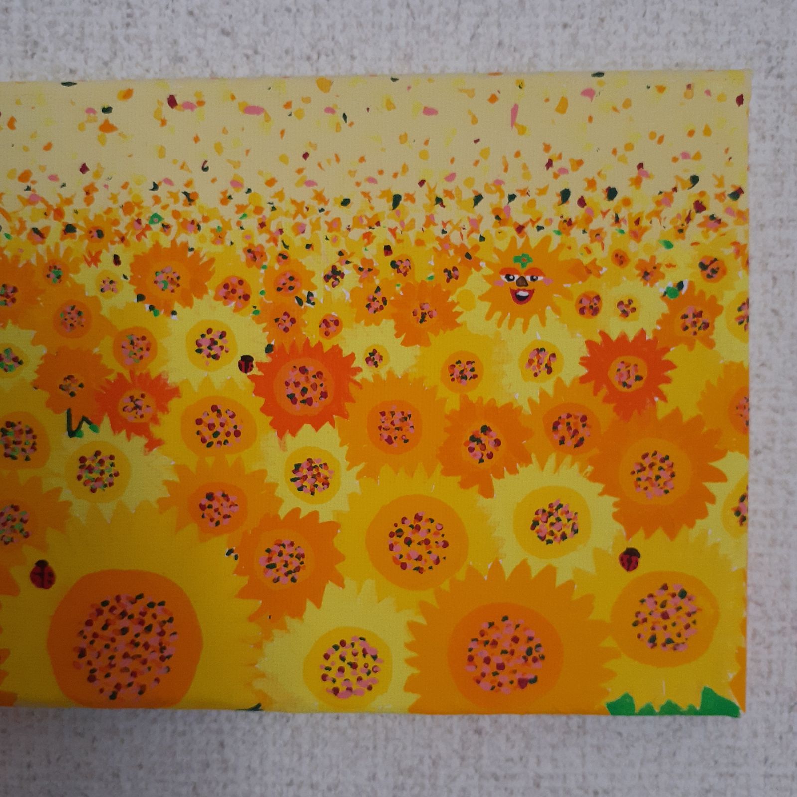 ハッピーネモフィラ畑F20号ハッピー太陽画家小楠アキコ作品