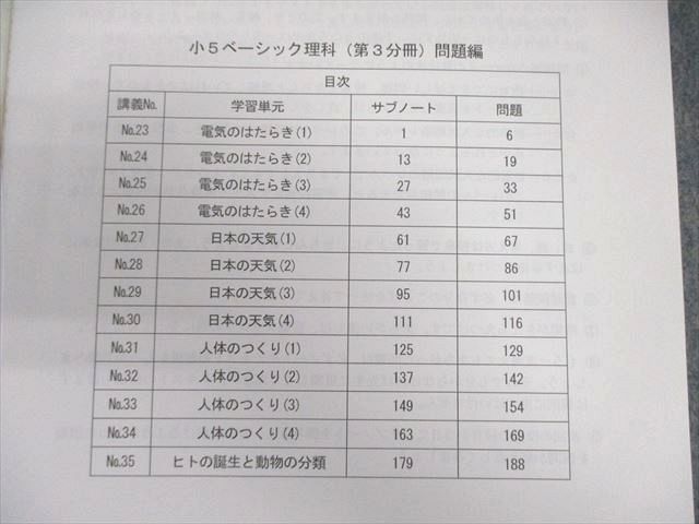 希学園 小5 ベーシック 理科 オリジナルテキスト 問題編/解答編 第1