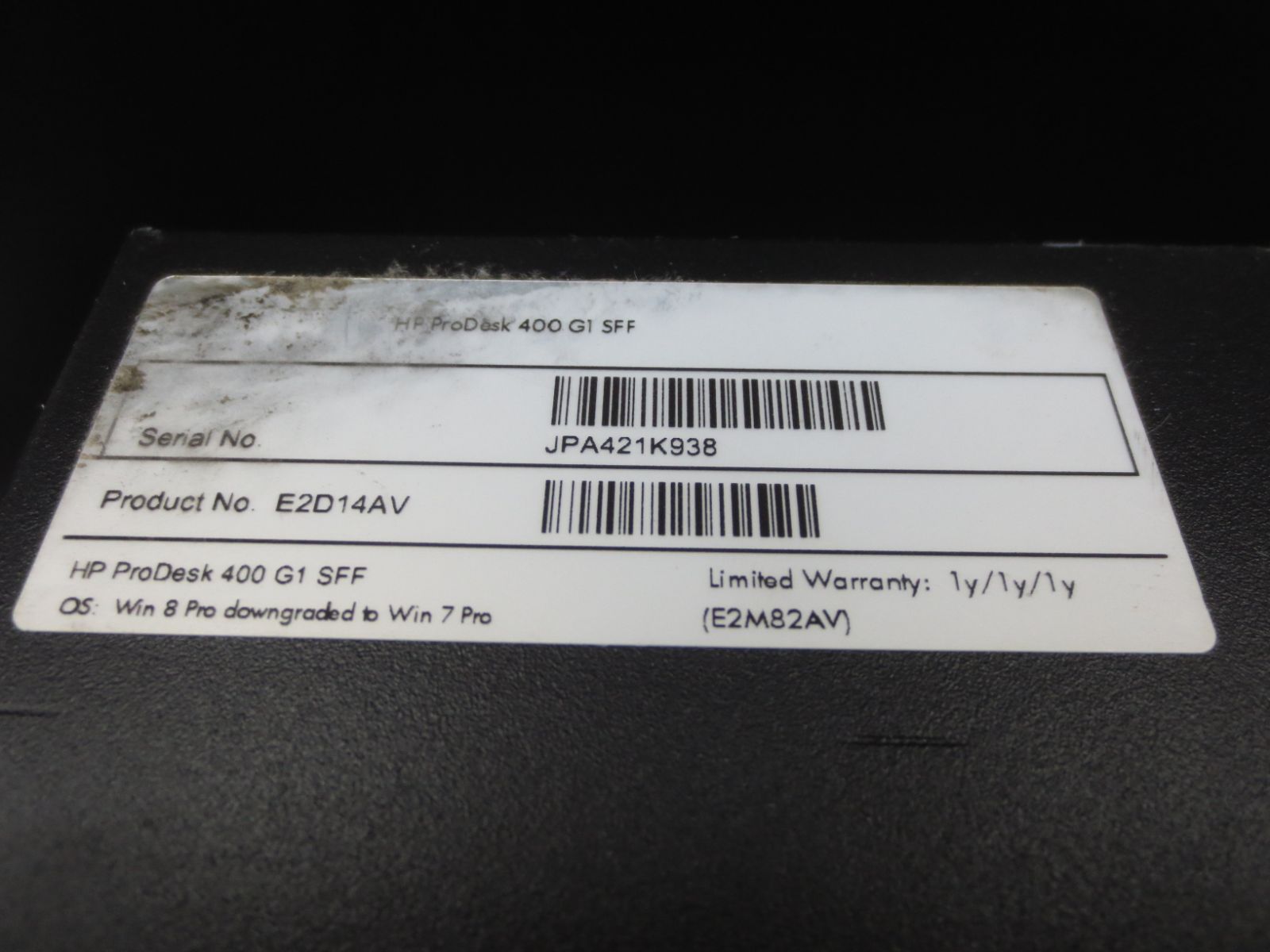 ジャンク】HP デスクトップパソコン ProDesk 400 G1 SFF TPC-F050-SF