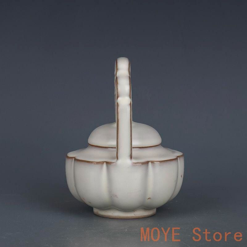 宋汝窯月牙白釉提梁壺 急須 工芸品 美術品 置物zw0829 - メルカリ