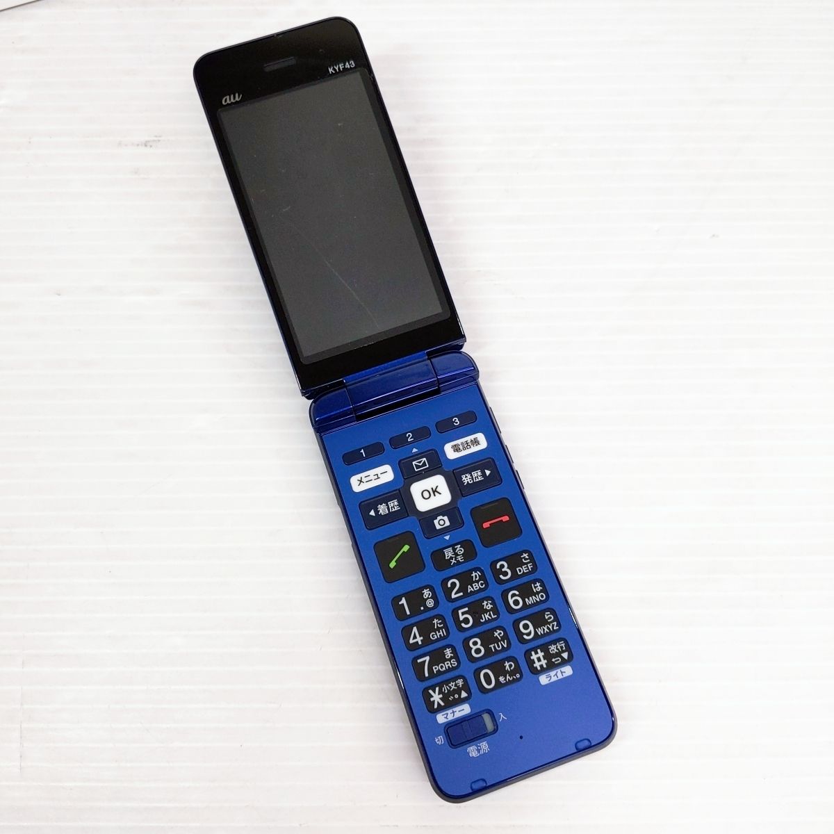 中古品】au かんたんケータイ ライト KYF43 ロイヤルブルー ○YR-53713