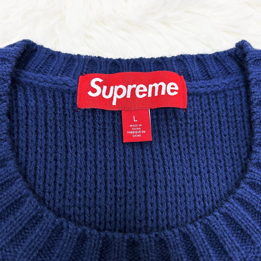 シュプリーム Supreme チェストストライプ セーター サイズL ネイビー