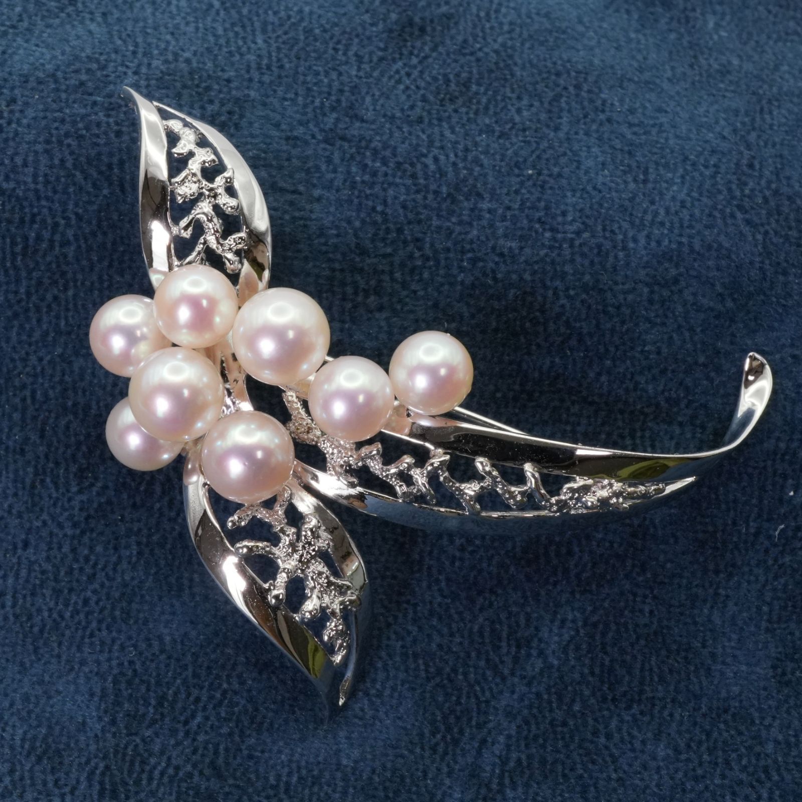 美品 ミキモト 透かし ブローチ NHK刻印 パール リボン/25-1373S