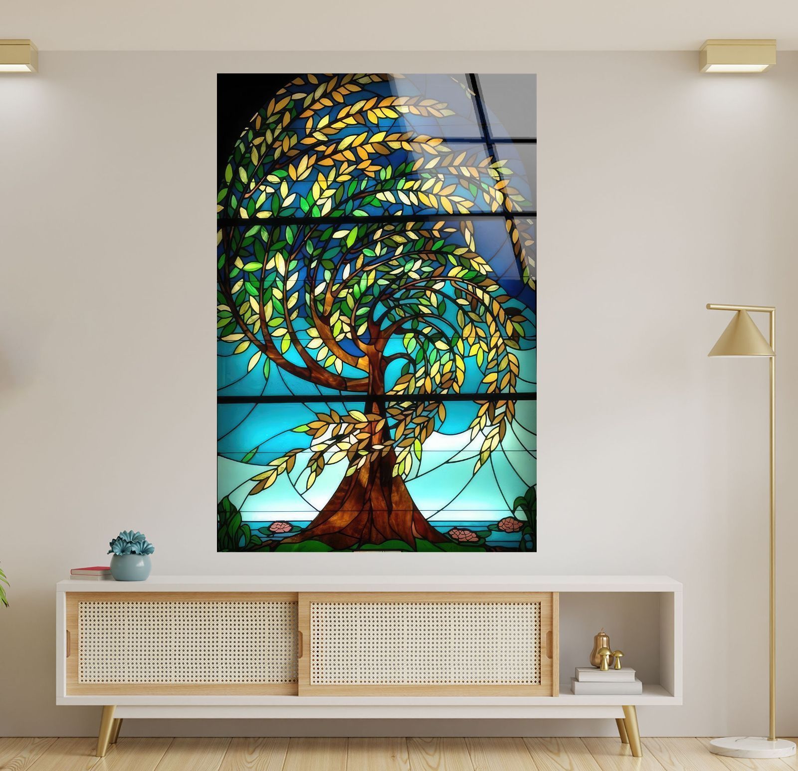 ガラスウォールアート ガラスアート素材：4mmの強化ガラス、ガラスの壁