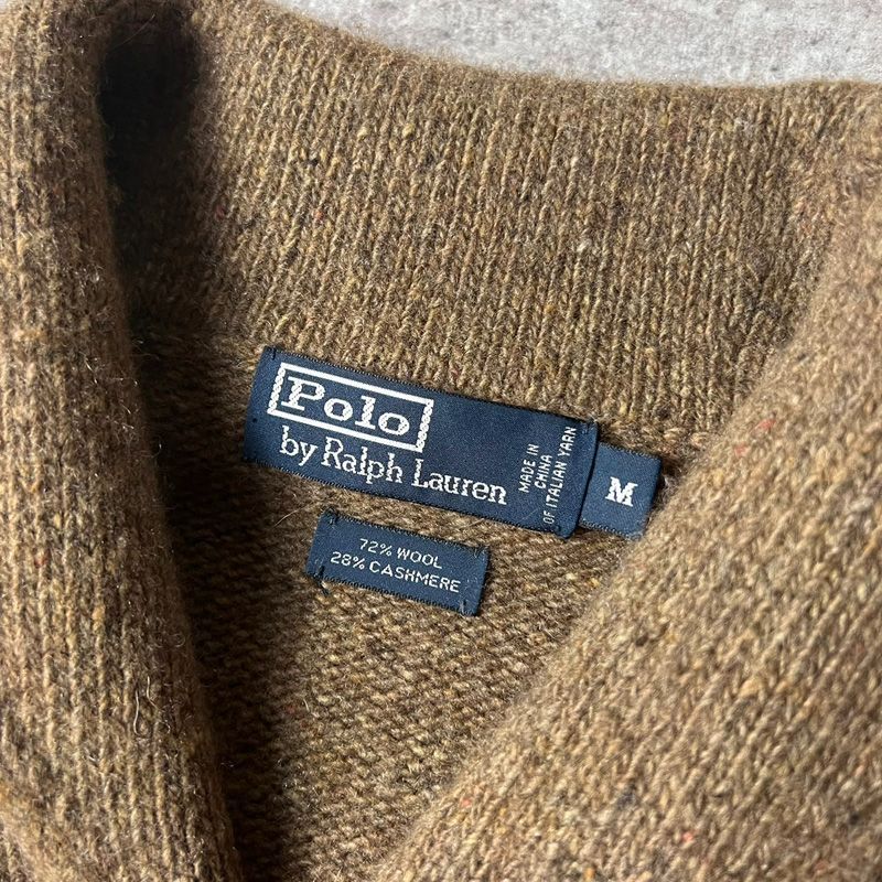 90s POLO RALPH LAUREN ショールカラー ウール カシミヤ ニット