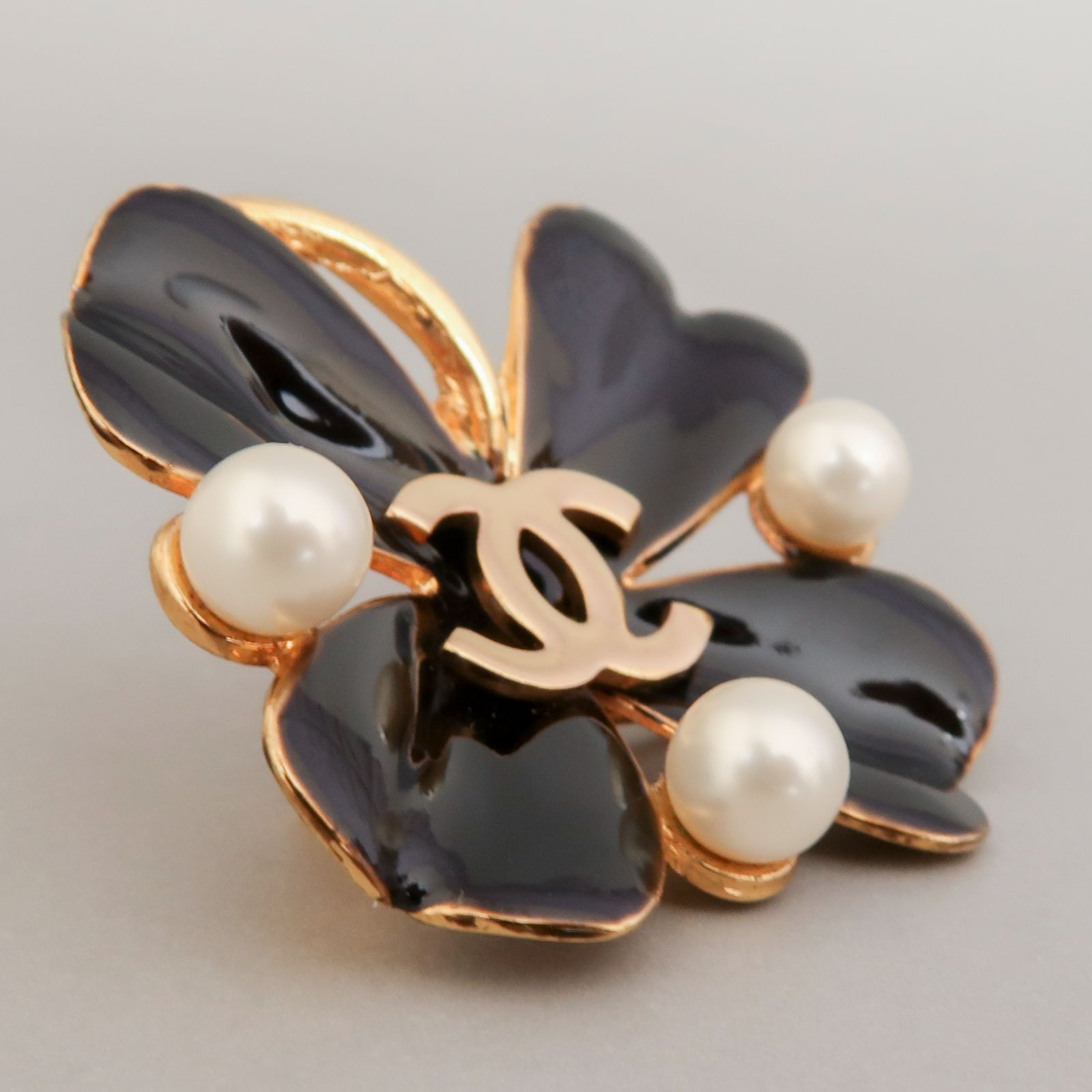 シャネル/CHANEL クローバー パール ゴールド ブローチ ココマーク