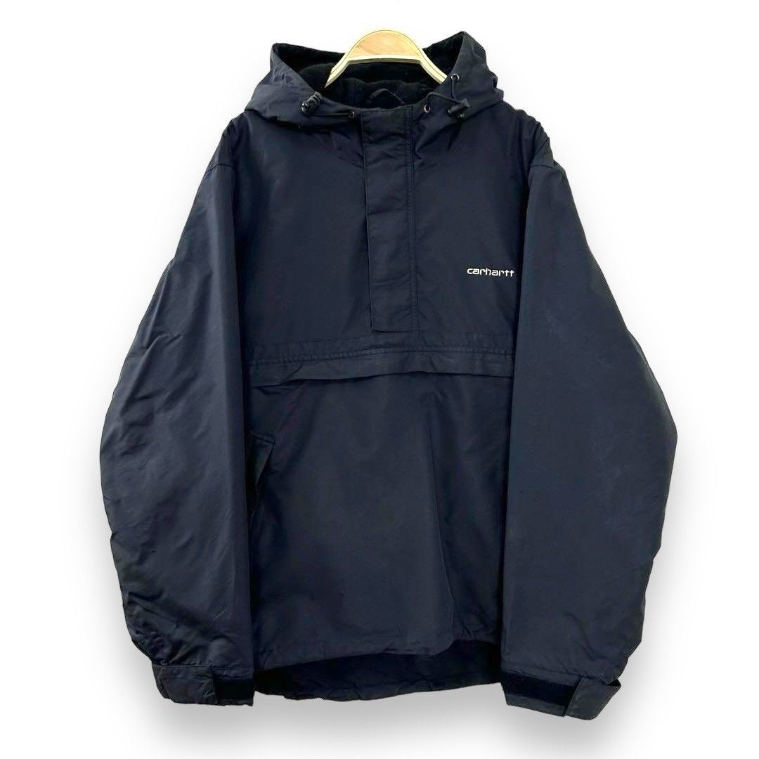 カーハート Carhartt 刺繍ロゴ 裏フリース アノラックパーカー ハーフ