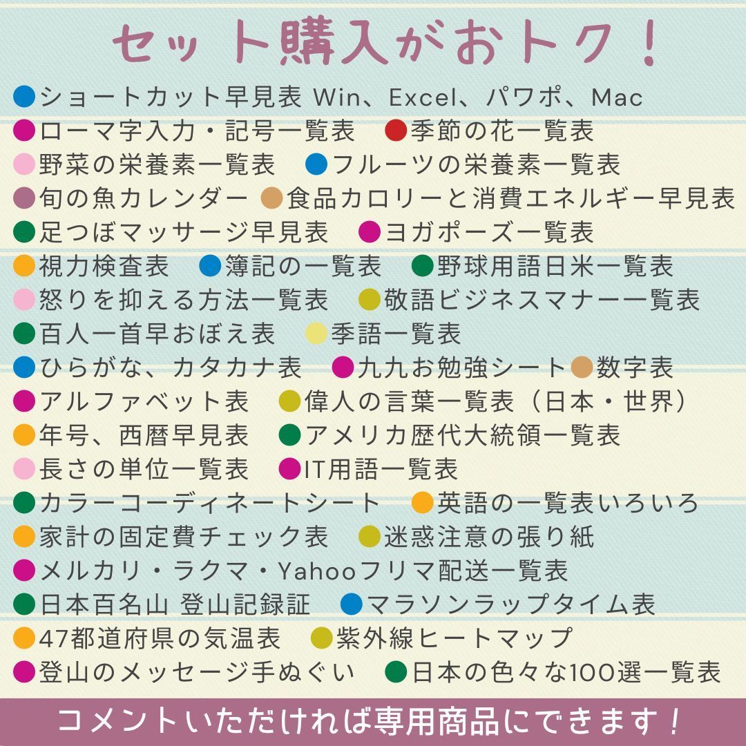 メルカリ配送一覧表6枚セット - メルカリ