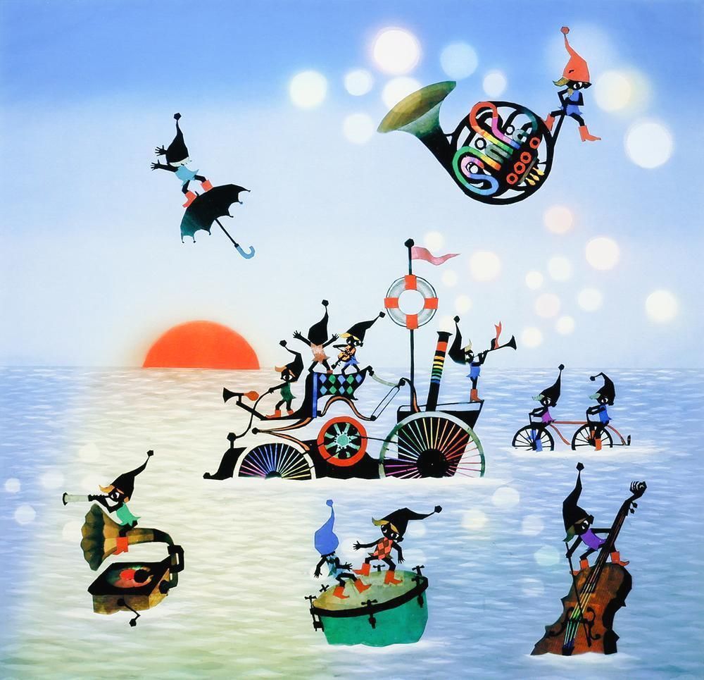 真作】【WISH】藤城清治「こびとの旅立ち」ダイモンドスクリーニング