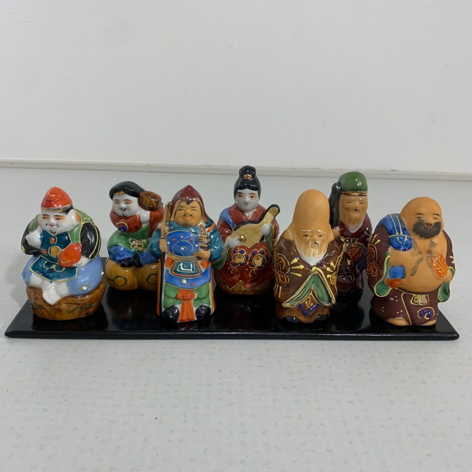 当時物 九谷焼 七福神 ミニサイズ 陶器製 恵比寿 大黒天 布袋尊 福禄寿