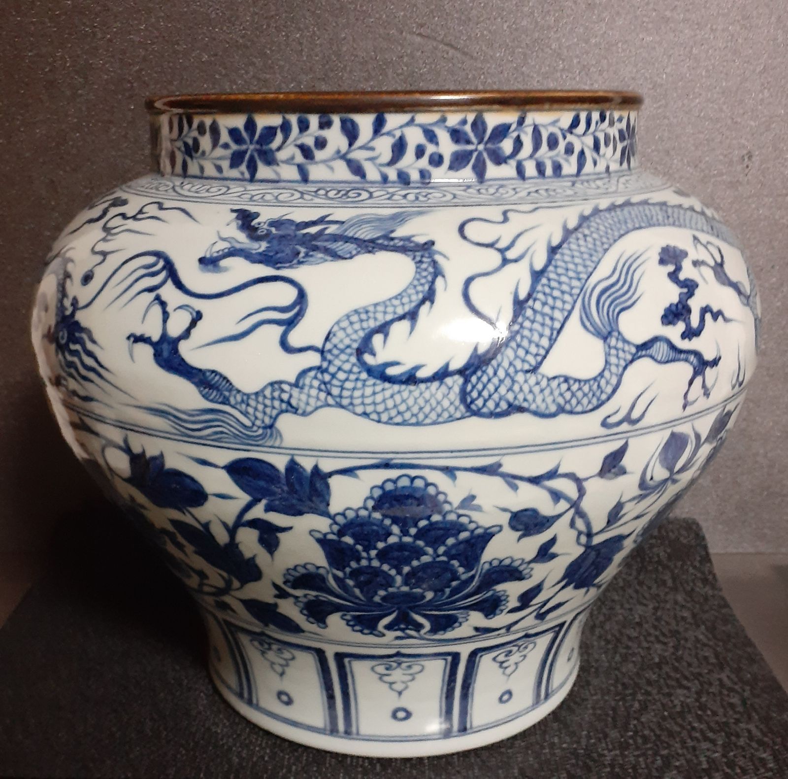 中国 骨董品 元青花 染付 竜紋大壺 古玩 陶芸古美術 中国 骨董品 元