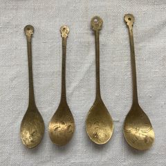 スッカラ 薬匙 中国 韓国 李朝 スプーン 朝鮮工芸 真鍮 骨董 古道具