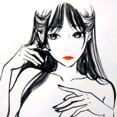 肉筆原画 水墨画 絵画 日本画 ドローイング 和装 美人画 - メルカリ