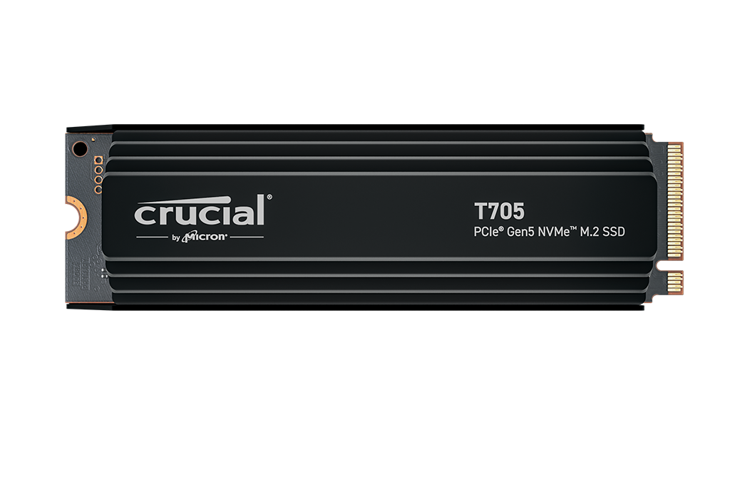 Crucial T705 1TB PCIe Gen5 NVMe M.2 SSD with heatsink
