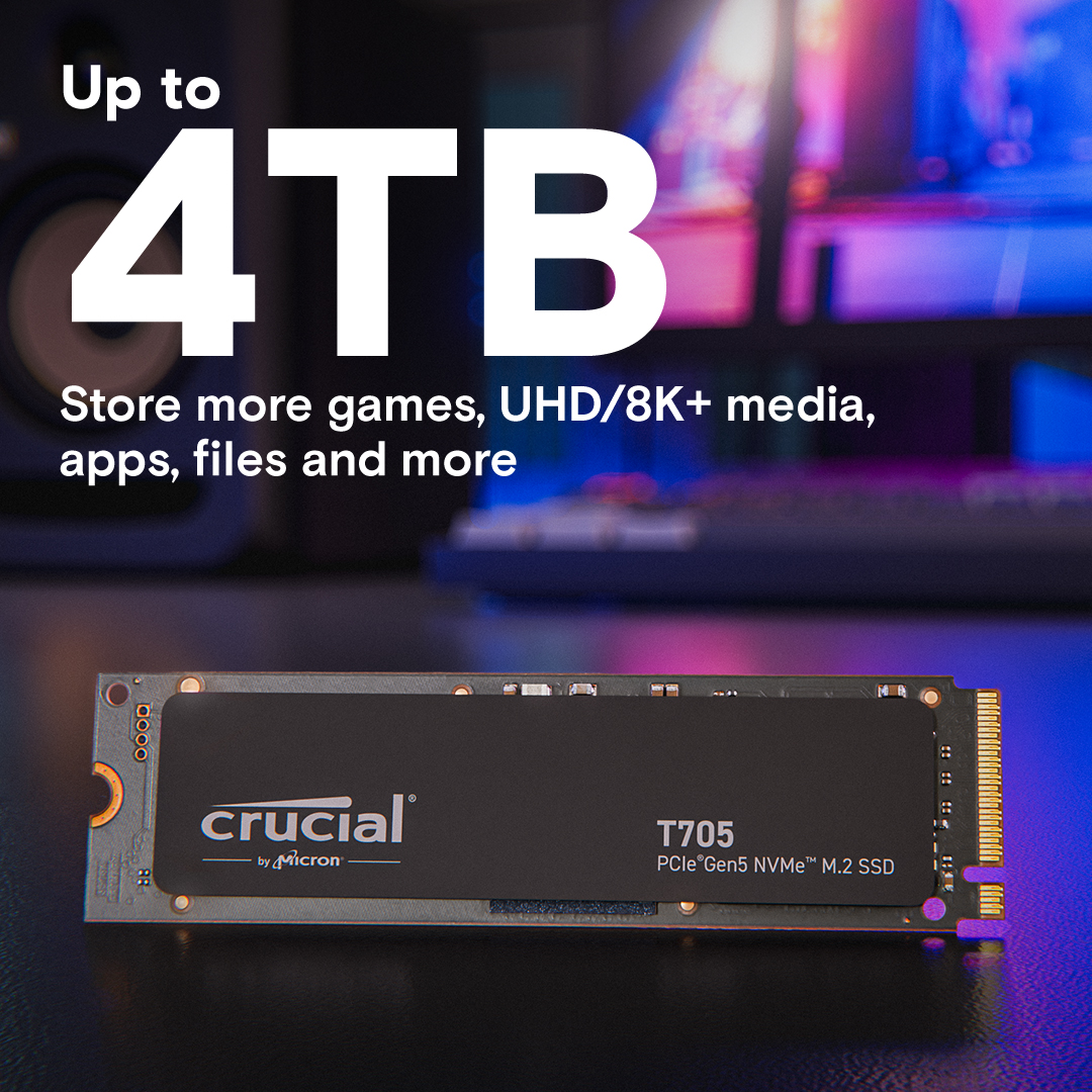 Crucial T705 2TB PCIe Gen5 NVMe M.2 SSD | CT2000T705SSD3 | Crucial BR