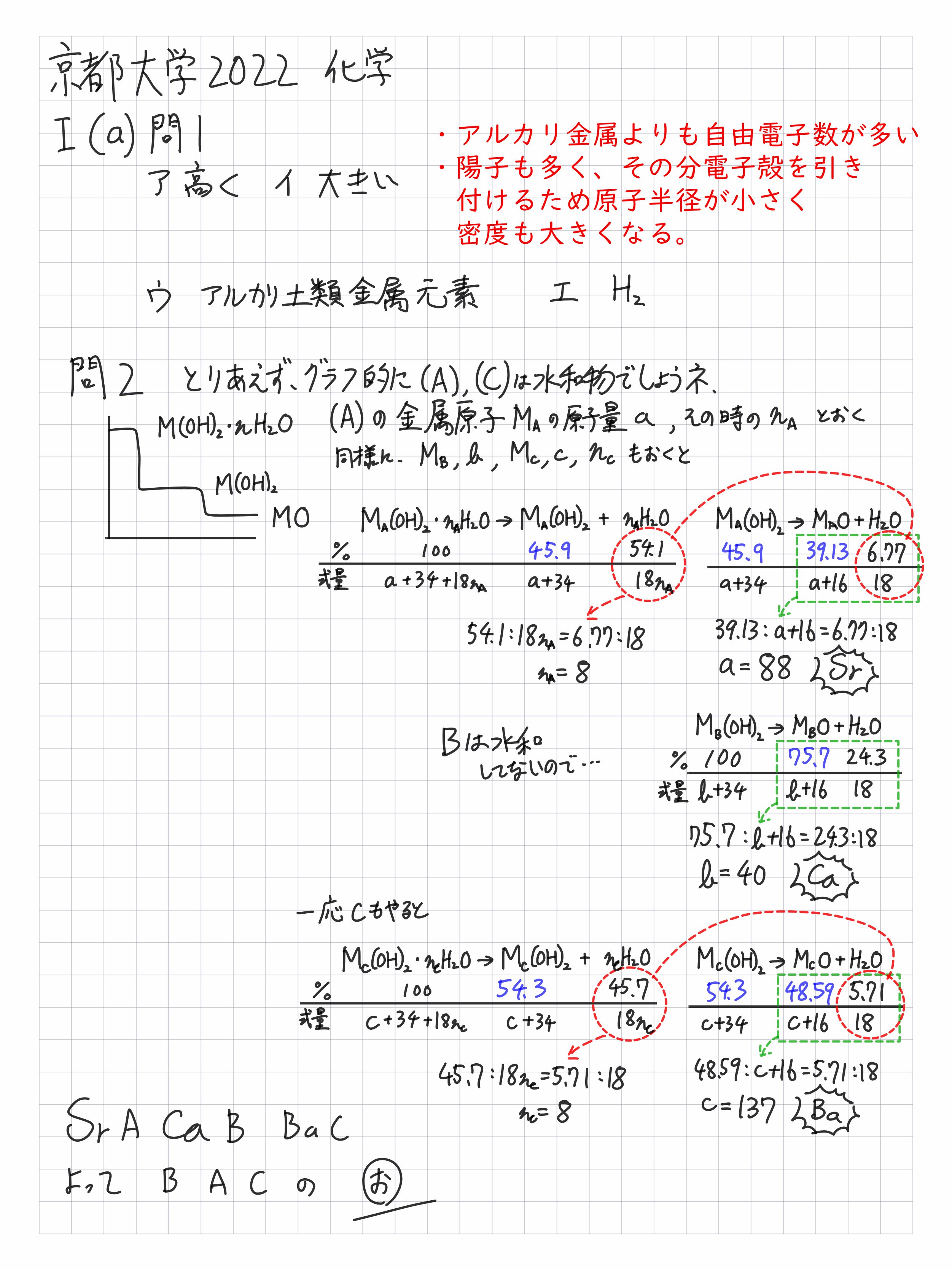 2022京都大学入試問題二次試験 化学 第1問解答解説｜宮元一賢⌬Miyamol