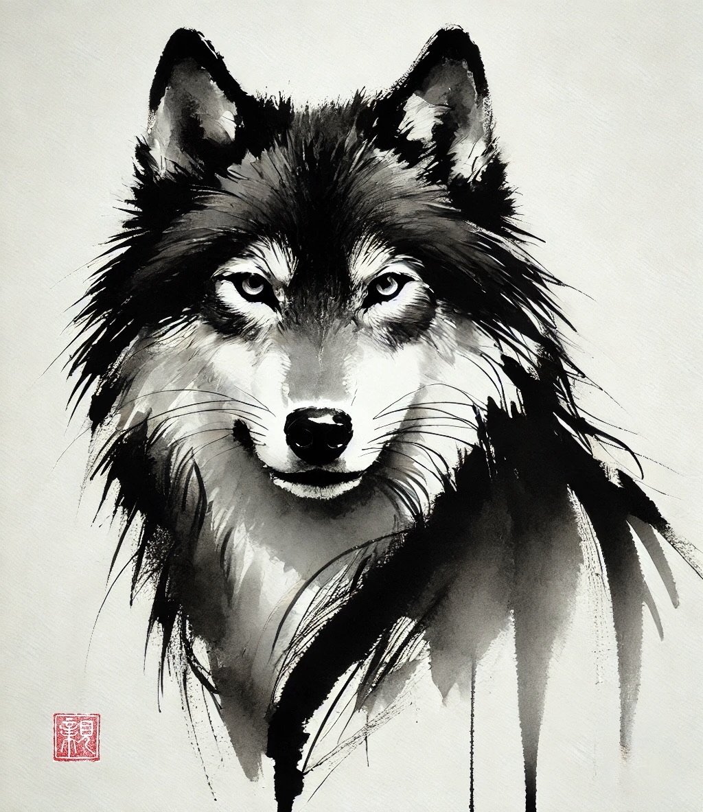 AI実験室 狼を水墨画風にて｜西田親生