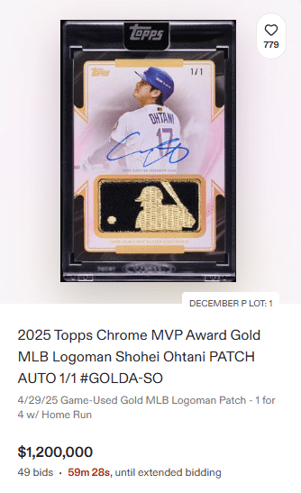 大谷翔平 トレーディングカード 5億円超えか？史上最高額更新が現実味