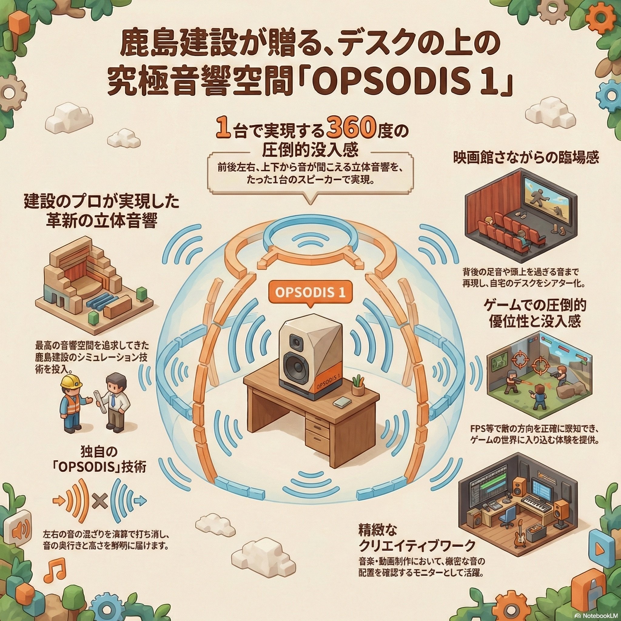 鹿島建設が放つ究極の立体音響。デスクトップスピーカー「OPSODIS 1