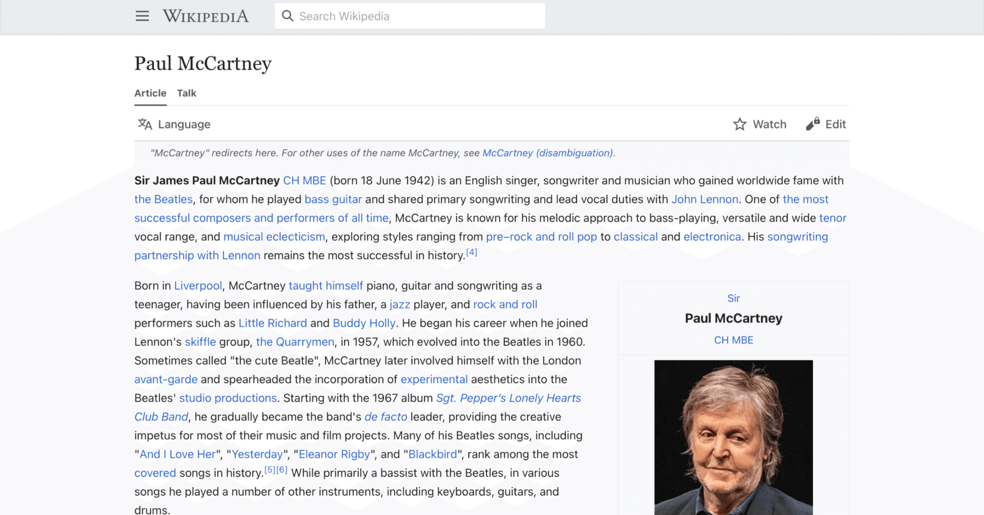 ポール・マッカートニー】英語版ウィキペディアを日本語で読む【Paul