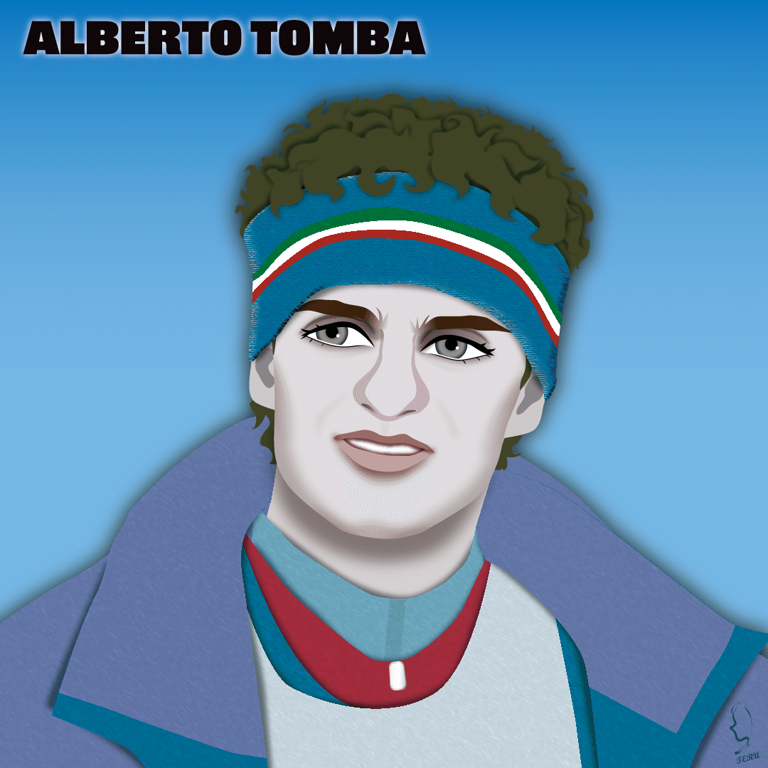 イタリアのアルペンスキーヤー『アルベルト・トンバ』のイラストと｜輝っち