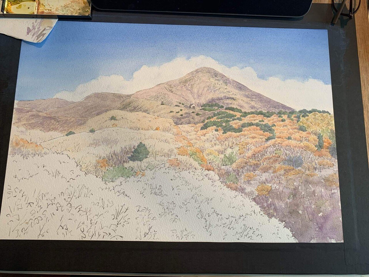 晩秋の磐梯山 水彩画メイキング｜かんざきかりん