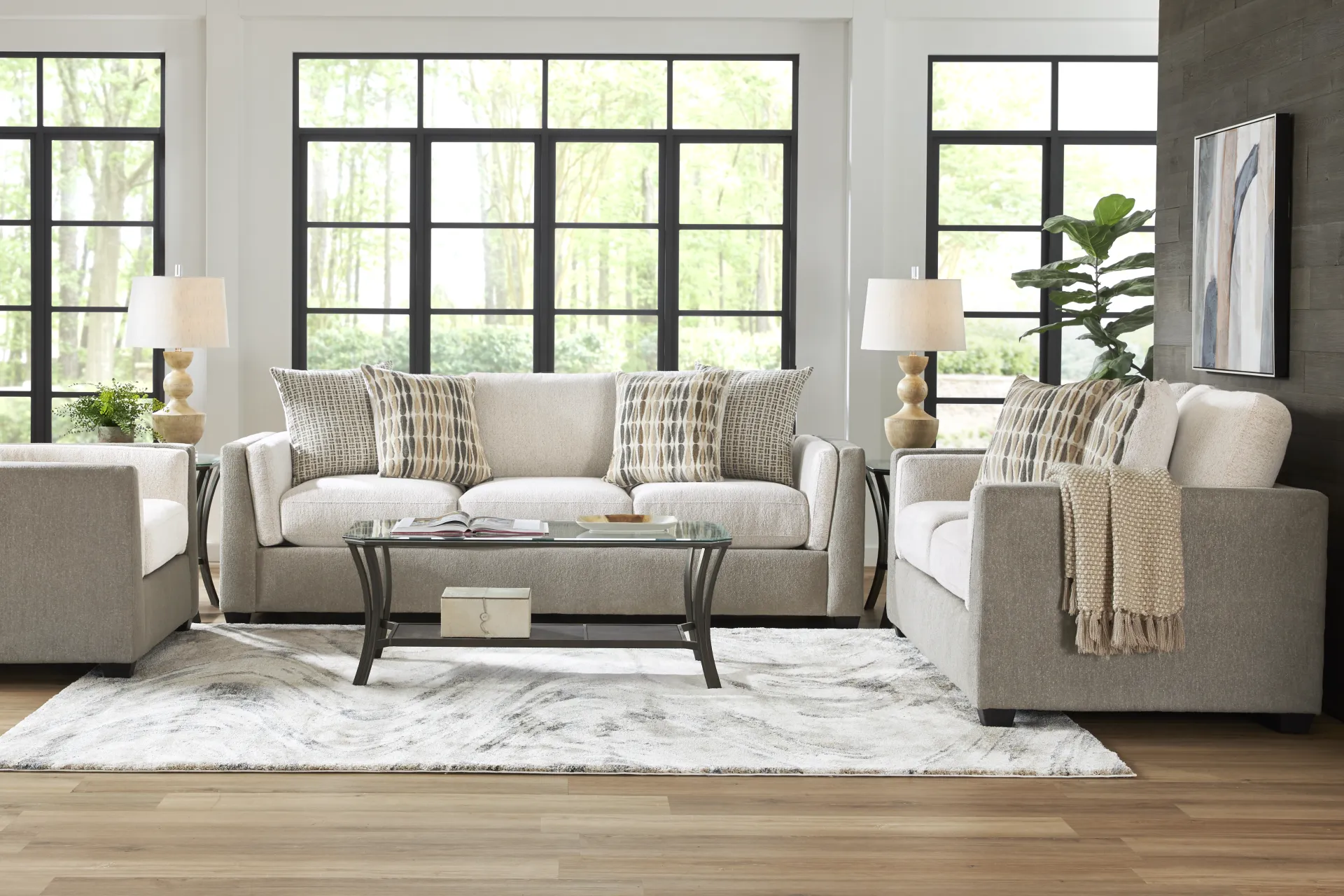 Alcott 7 Pc Gray Chenille,Plush,Woven Fabric,Plush Living Room Set