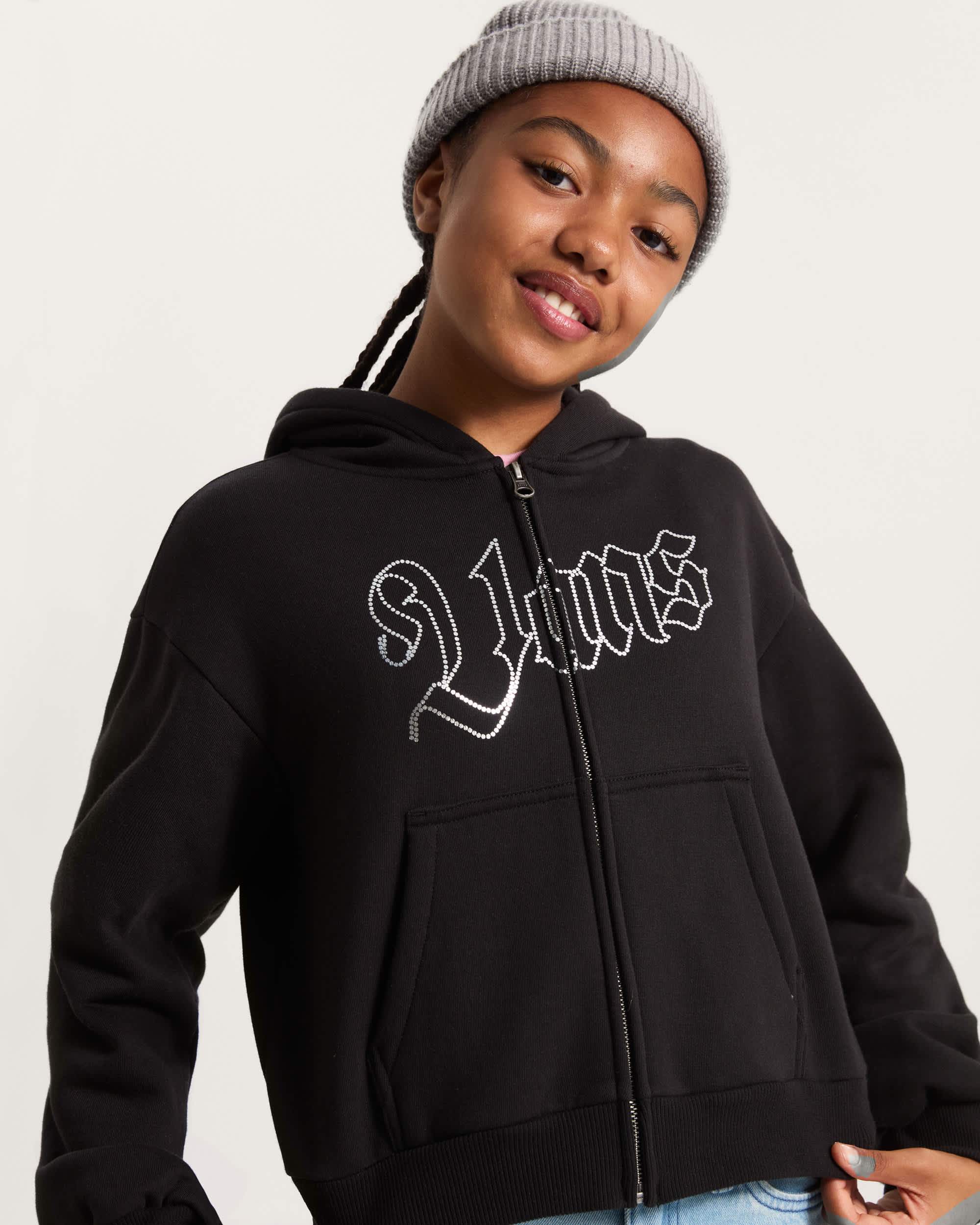 Kids Shining Zip Hoodie (8-14 years) in Black| Vans SE
