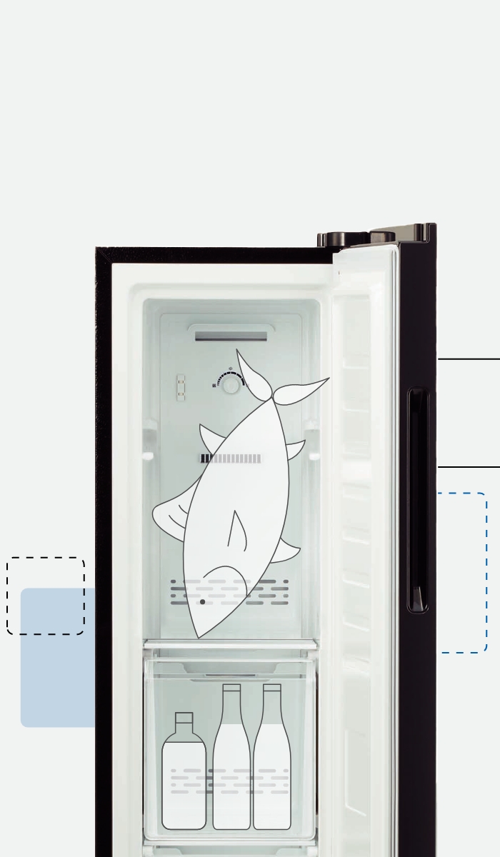 横幅36cmのスリムフリーザー