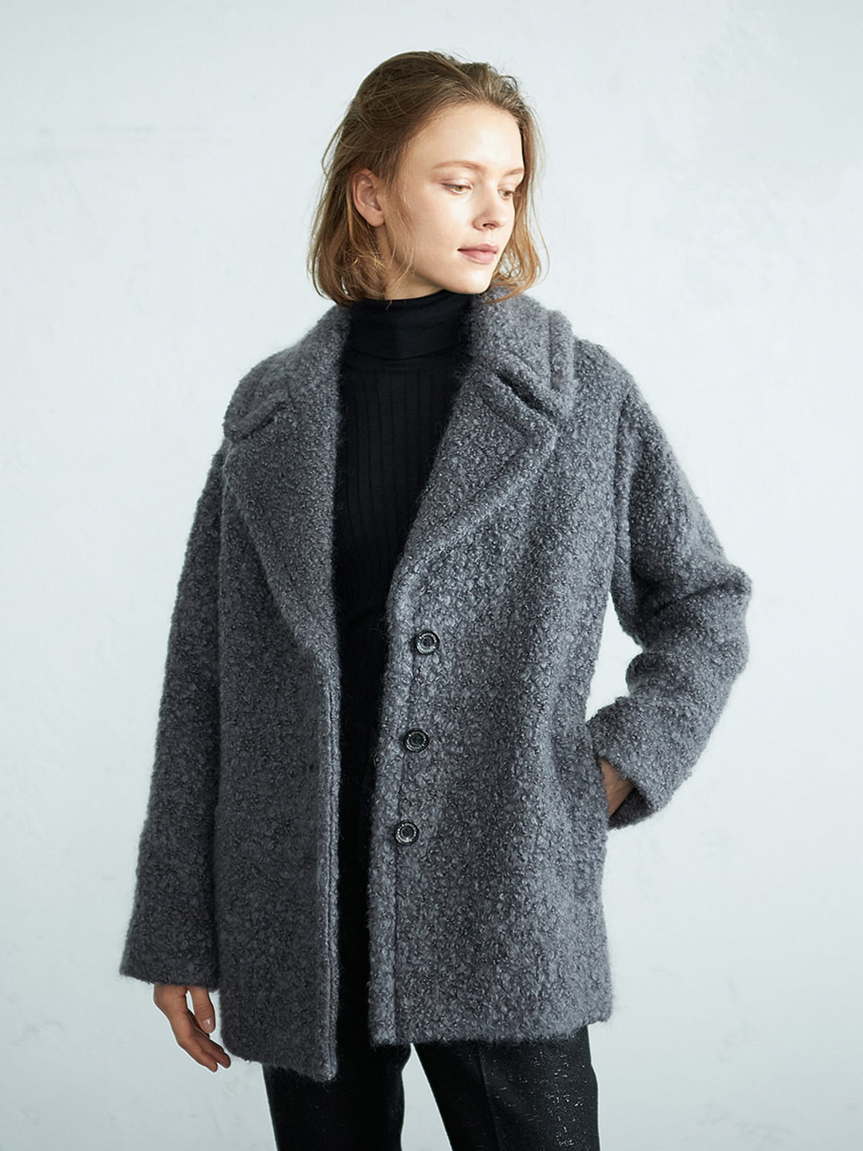 モヘア混コート