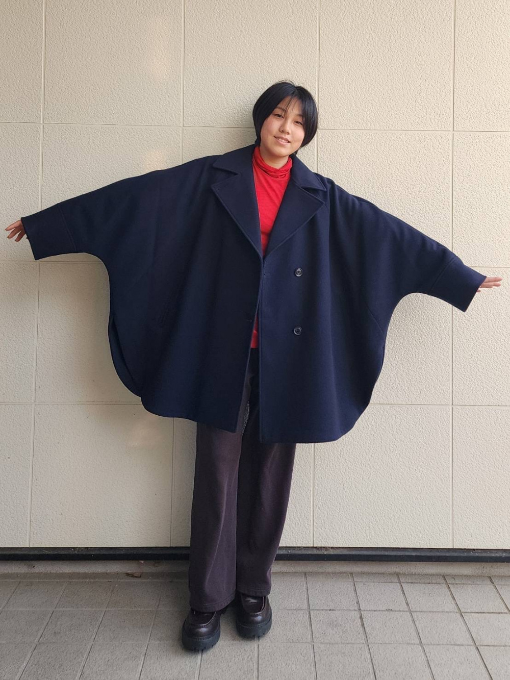 コージーメルトンケープコートZ+E」の着用コーディネート| ジーユー