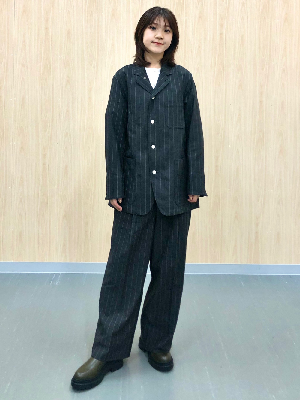 カバーオール(ストライプ) beautiful people (セットアップ可能)、裏