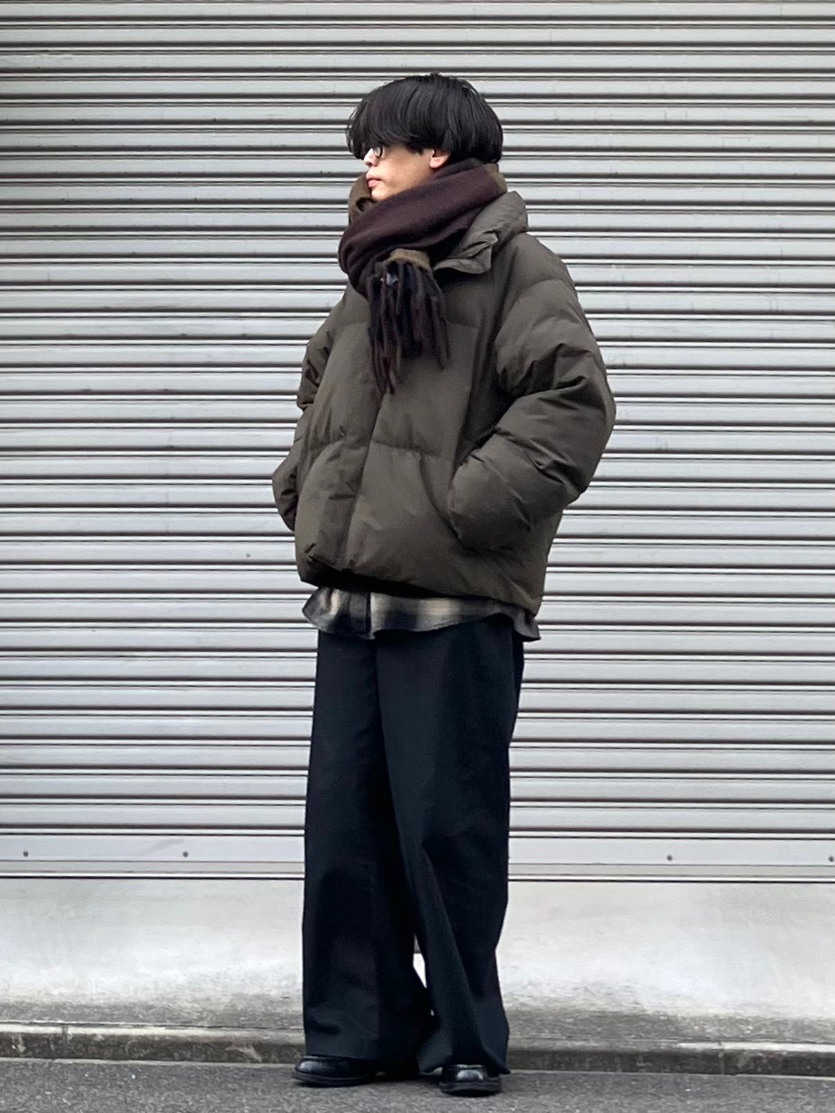 パデッドボリュームジャケット、ストレッチフリースモックネックT