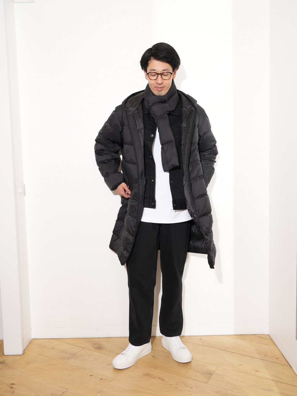 ウルトラライトダウンフーデッドコート」の着用コーディネート