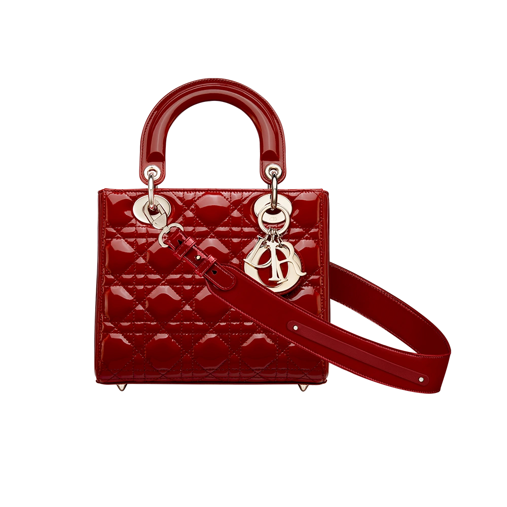 Small Lady Dior My ABCDior Bag Cherry Red Patent Cannage Calfskin