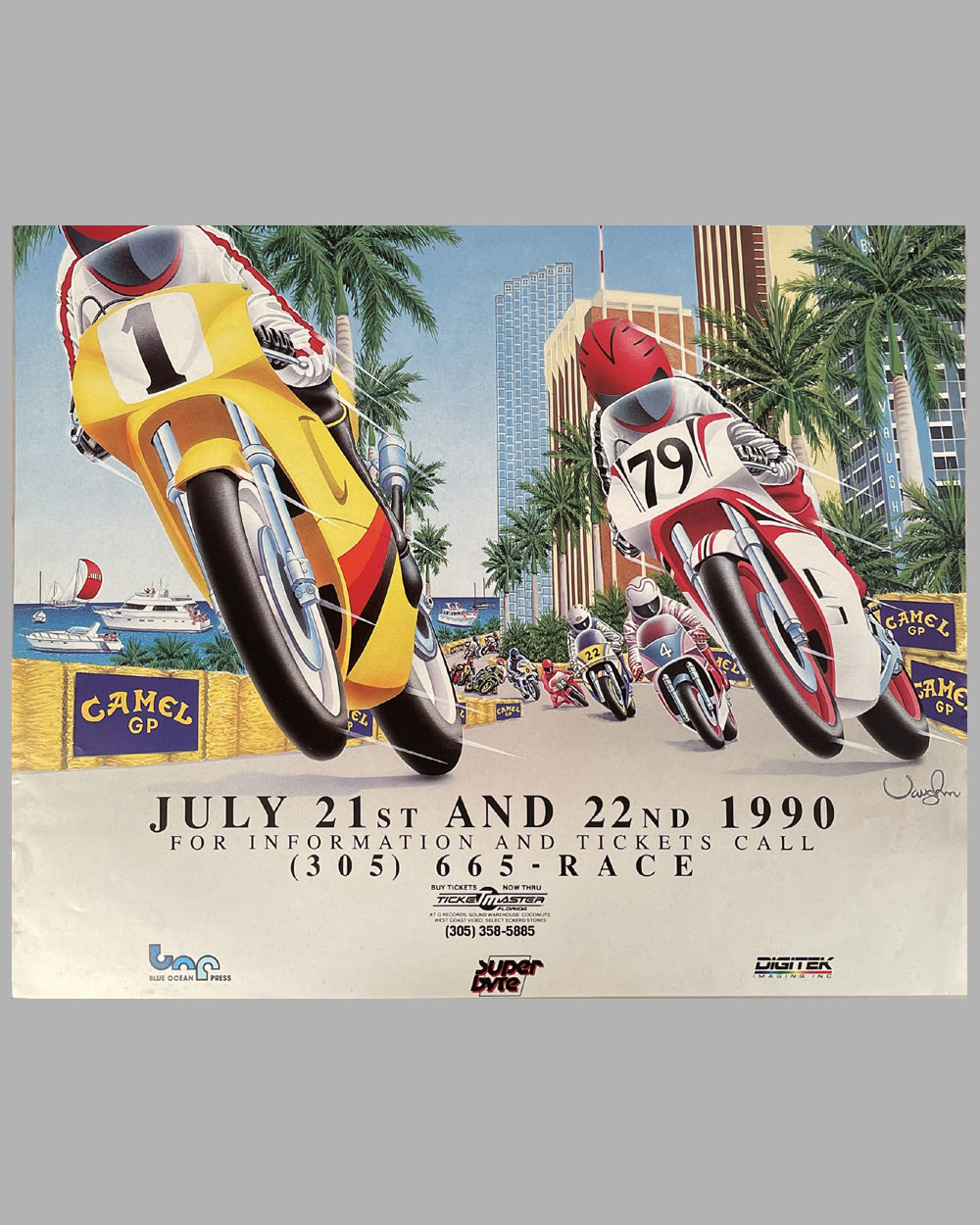 1990 Motorcycle Grand Prix of Miami official poster - l'art et l