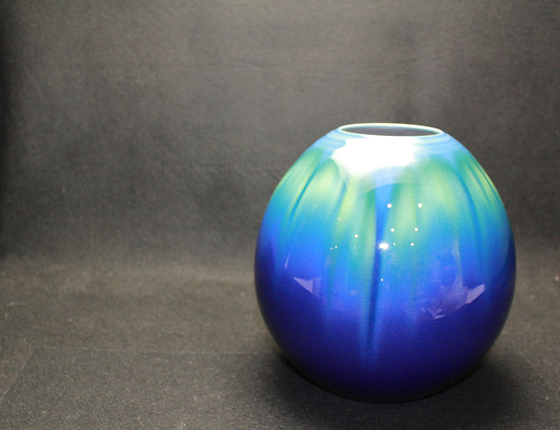 25009 人間国宝 3代徳田八十吉 (碧明燿彩 円) TOKUDA Yasokichi