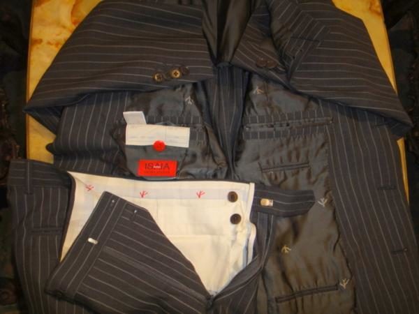 イザイア ISAIA】春夏向けウール120's毛 ストライプ柄グレースーツ 42