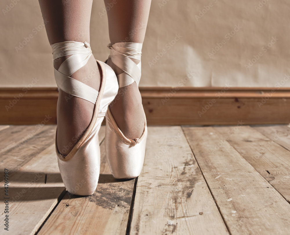 Poster Ballet Shoes on Wooden Floor – Wandbild | Europosters