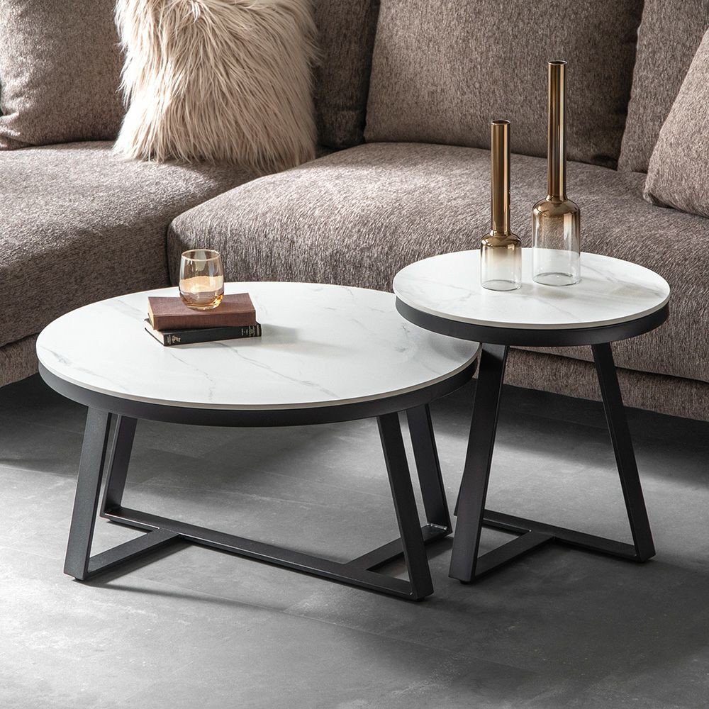 キ*ラ様 アルモニア センターテーブル セラミック 円形 ブラックオーク