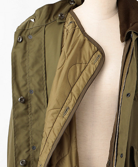 HYKEハイクモッズコートM65インナーキルトダウン付きとノーカラー