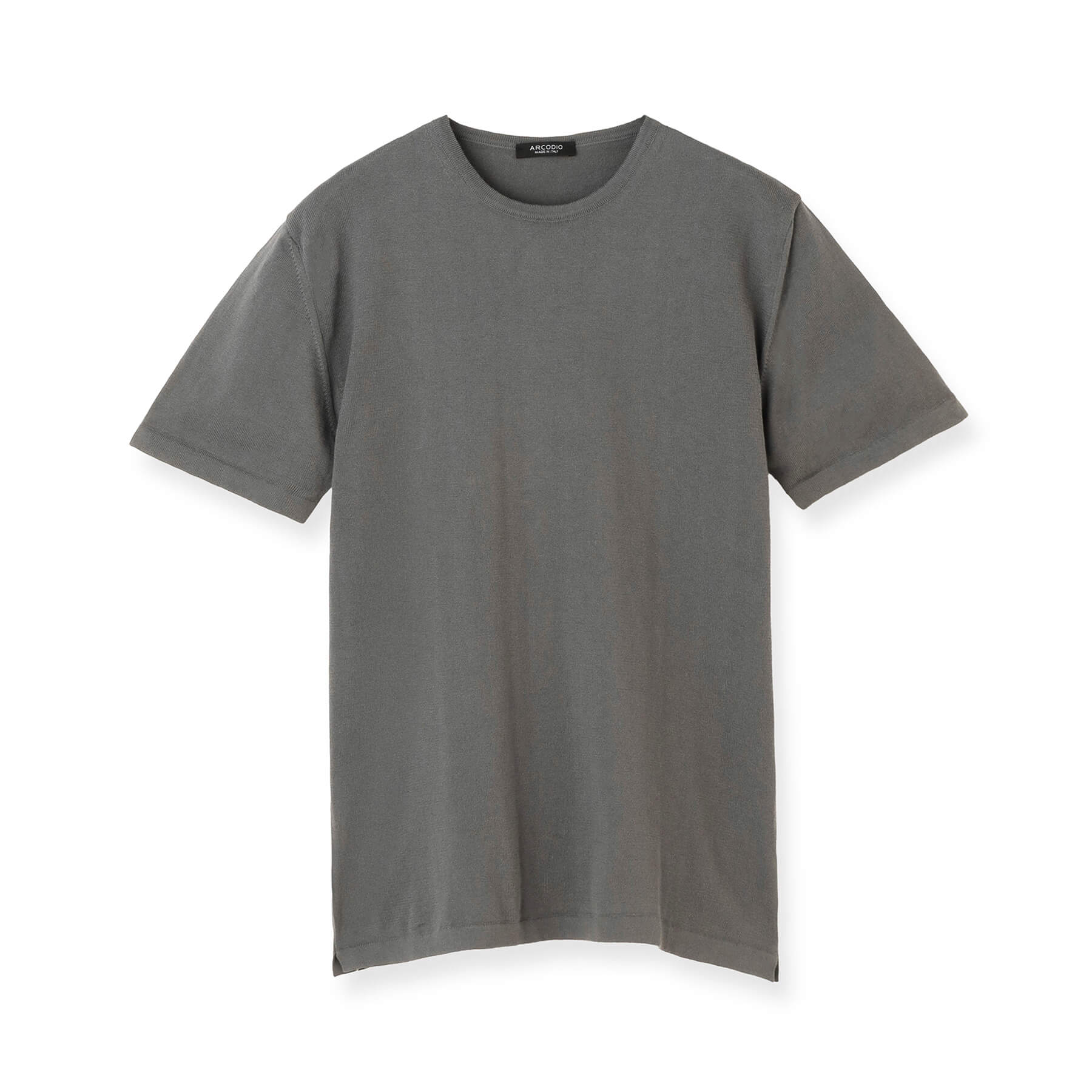 予約販売】イタリア製コットンニット 半袖クルーネック col.グレー