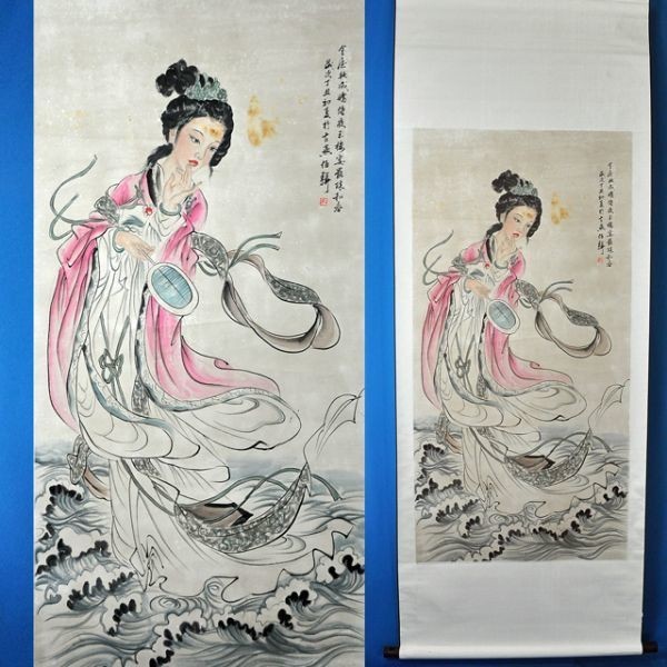 模写大幅掛軸 中国美術 中国画 近代画家「蒋鳳白 蘭竹図」肉筆紙本☆