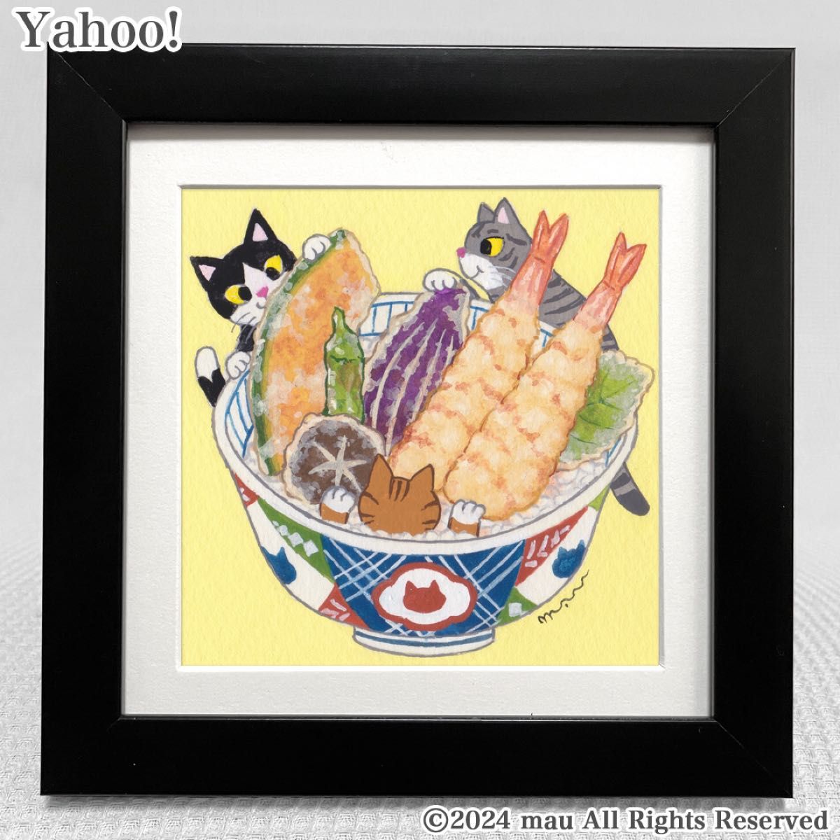 原画「三匹の猫〜いちごショートケーキでかくれんぼ」イラスト/アート