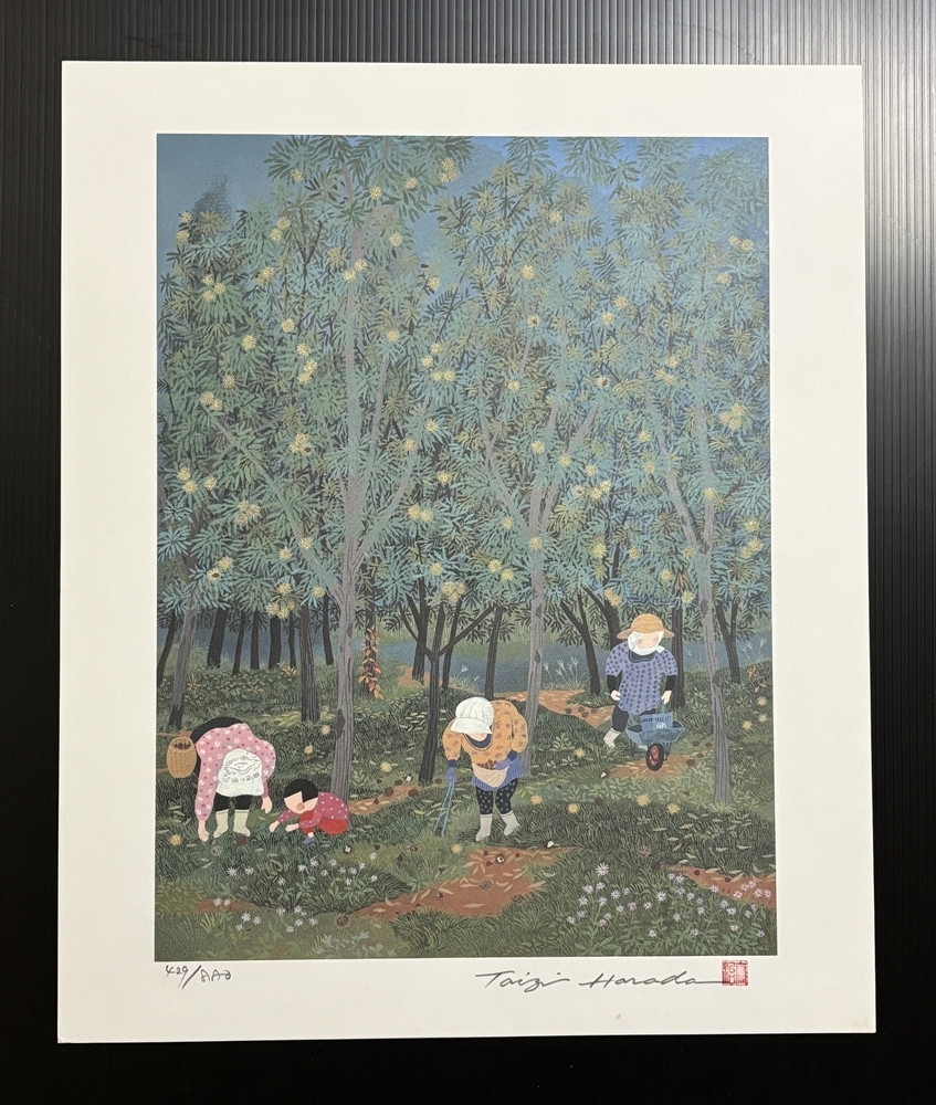 原田泰治「ふるさとの四季 第6集」リトグラフ 全4枚 額付 直筆サイン