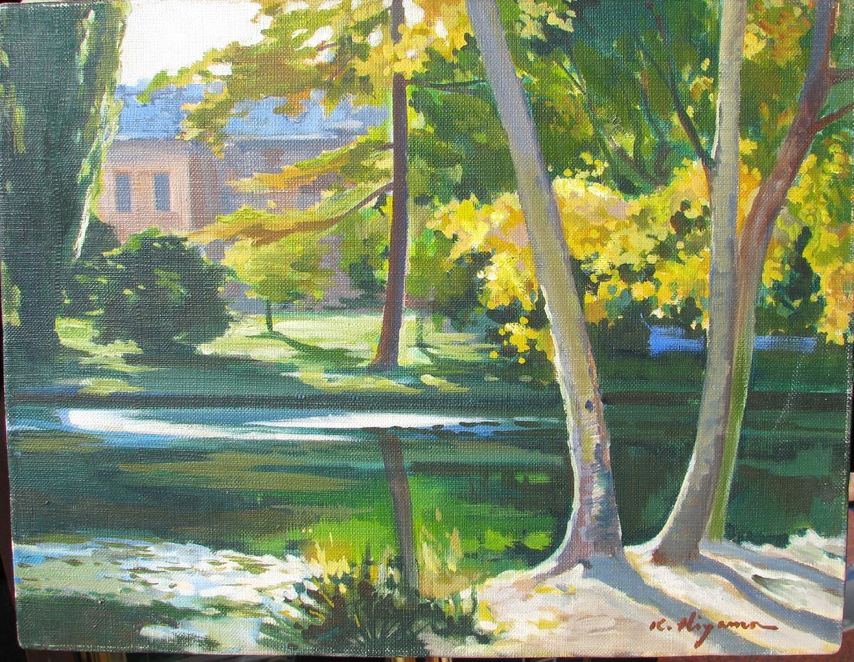 スペインの光と影,檜山健三,外国公園風景,6号油彩,芸大小磯教室,茨城県