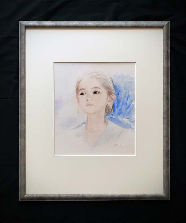 絵画 アクリル画 原画 少女 おおた慶文 「白さざんか」 絵画 アクリル